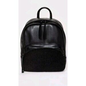 Women's Faux Leather and Faux Fur MINI Backpack Mossimo Supply Co Black